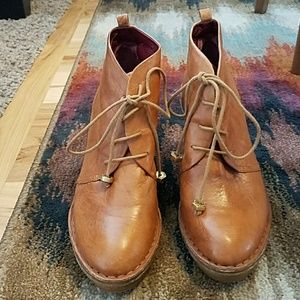 Marc by Marc Jacobs Cognac Lace-up Wedge Booties